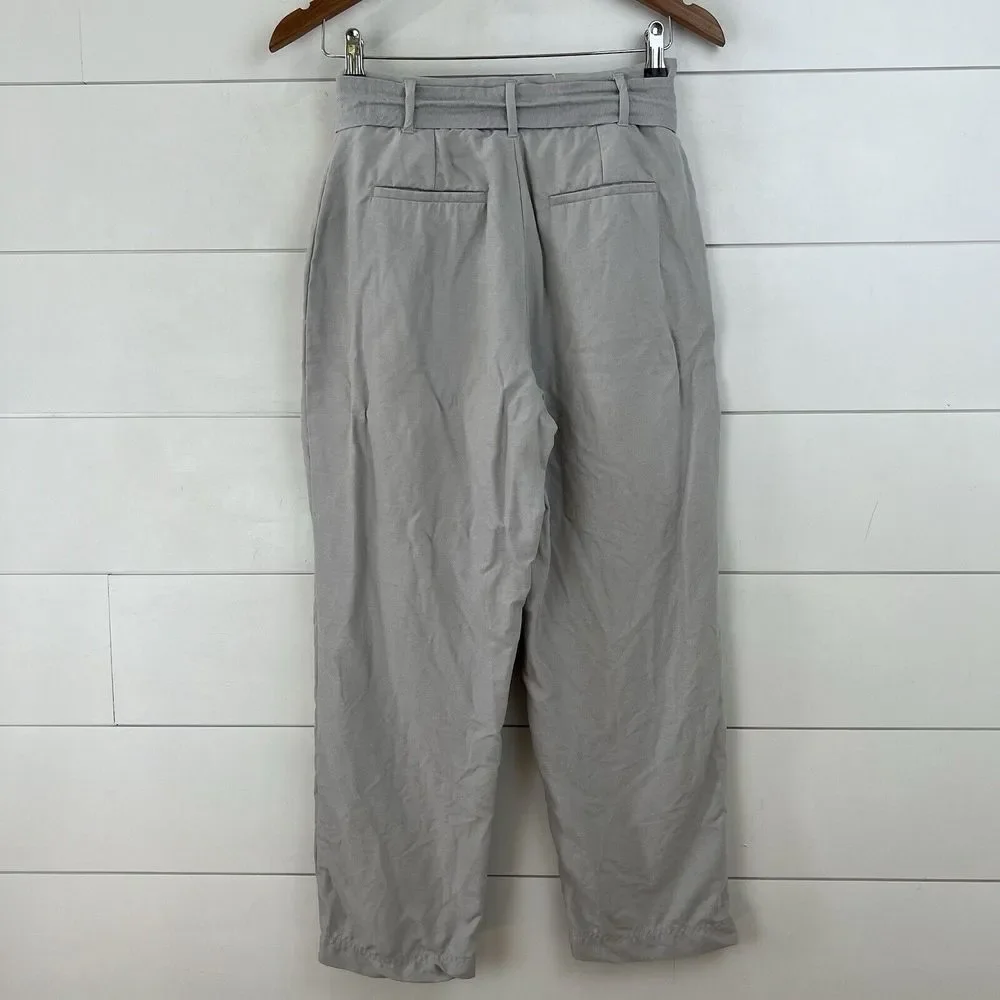 Wilfred 4‎ Jallade Gray Linen Trousers Pants Tie Waist Crop Belted